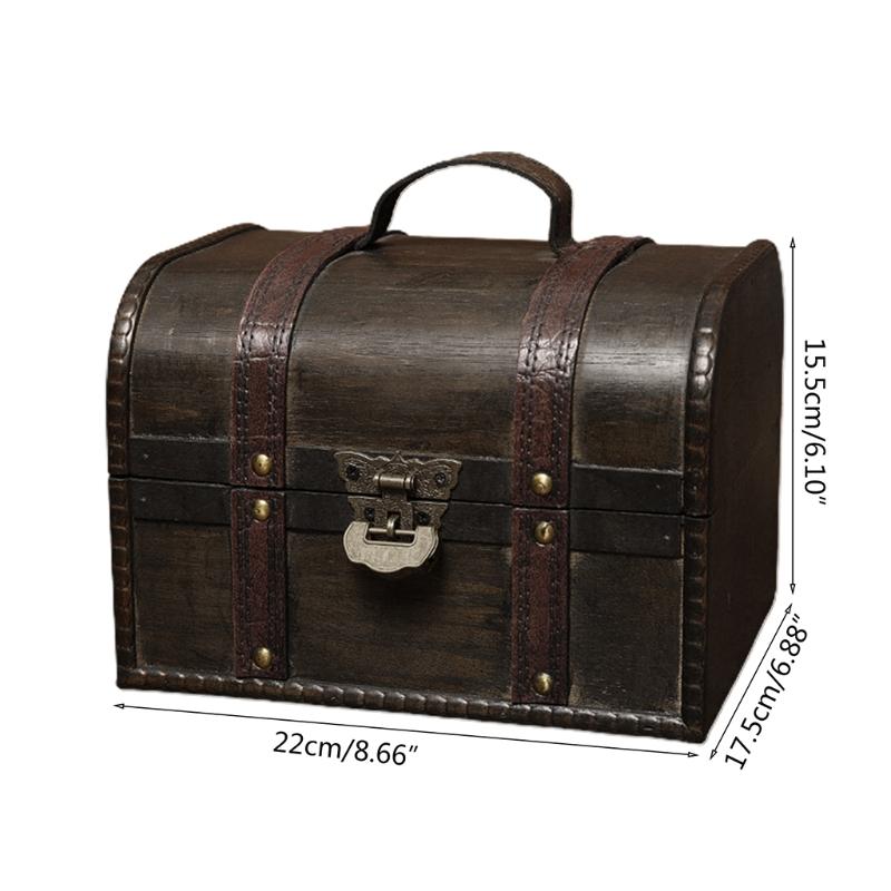 Vintage Wooden Jewelry Storage Box Organizer Container for Case Keepsake Chest for Souvenirs Xmas Birthday Valentines