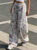 2025 Teen Fashion Camouflage Print Elastic Waist Wide-Leg Pants