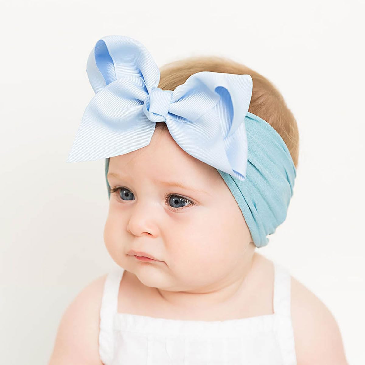 12 Pcs Soft Nylon Headbands Hair Bows Cute Headwear Headbands Hairbands for Baby Girls Newborns Toddlers Infants
