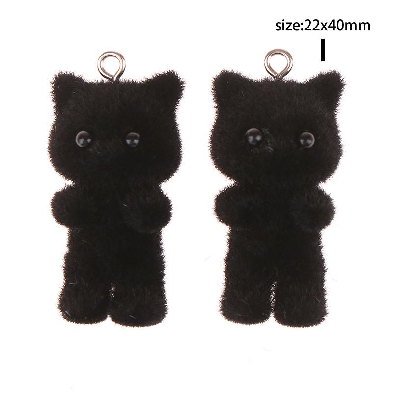 

2 шт. Подвеска в виде кота и медведя Kawaii 3D пушистые флокированные подвески миниатюрные куклы брелок ожерелье кулон Diy Crafts ювелирные изделия Make as the picture