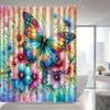 Lebendige Buntglas Schmetterling & Blumen Wasserdichter Duschvorhang - Farbenfrohes Künstlerisches Design Für Lebhafte Badezimmerdeko