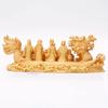 Seven Lucky Gods Treasure Ship Natural Boxwood Auspicious Wooden for Academic Housewarming Buddhist Gods of Wooden Carving of the Seven Lucky Gods 7 x