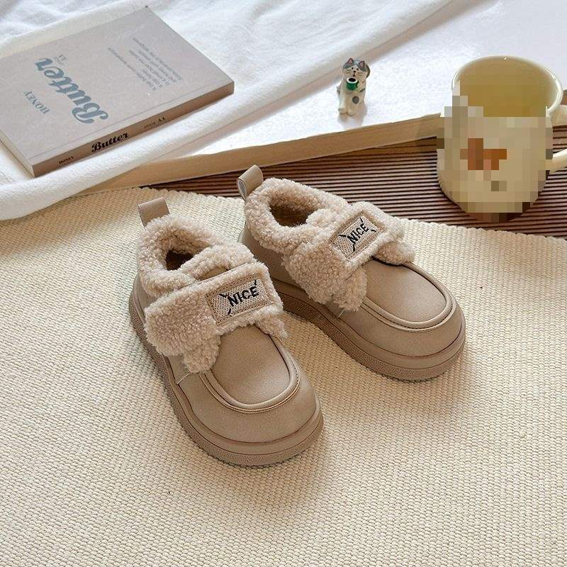 Children's cotton shoes 2025 autumn and winter new girls' fleece snow boots non-slip medium and older children's fleece warm loafers