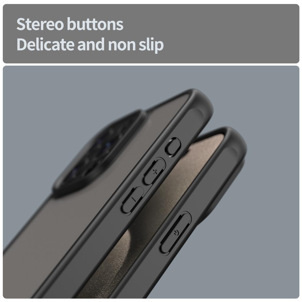 For iPhone 15 Pro Case with Screen Film WANLONFENG FD Series Skin Touch TPU PC Phone Back Cover