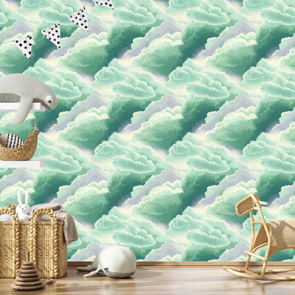 Watercolor Galaxy Mint and Sea Wallpaper for Living Room and Bedroom 50x1000
