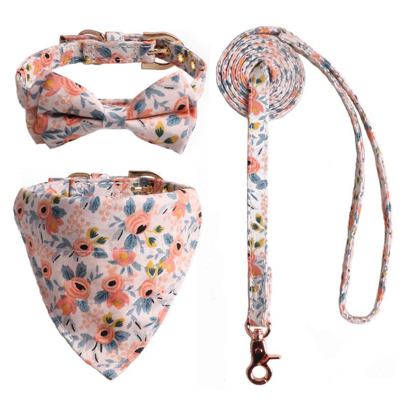 New Pet Products Threepiece Set Combination Bow Triangle Towel Tow Rope Set