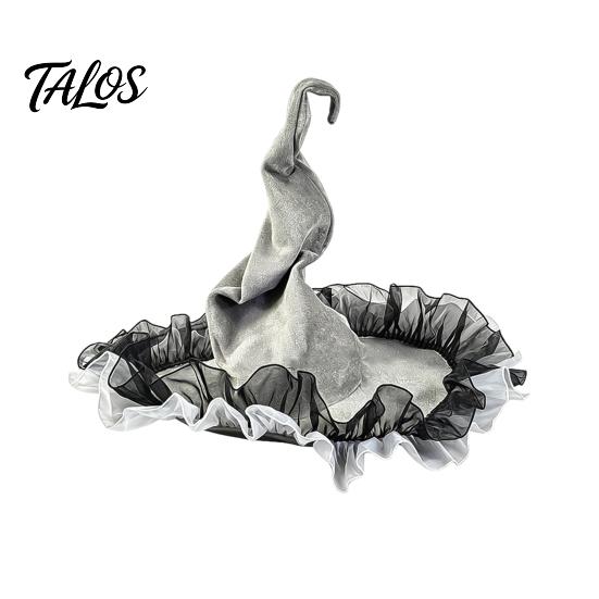 Non-itchy Halloween Hat Women's Large Ruched Witch Hat, Felt Wizard with Photo Prop Ruffle/Flowers/Mesh, Adults Cosplay Costume for Party, Masquerade
