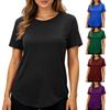 Women's Solid Color Round Neck Short Sleeved Top