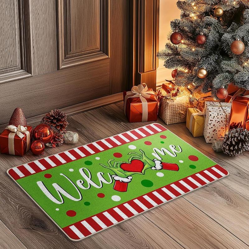 Weihnachts-Fußmatte Rot Weihnachtsmann Outdoor und Indoor Lebkuchenmann Teppich Neujahr 2026 Frohe Weihnachten Heimdekoration Fußmatte
