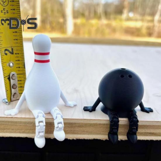 Flexible Bowling Buddy Bowling Pin Ball Desk Buddy with Articulated Legs 3D Printed Bowling Themed Ornament Gifts for Bowling Enthusiasts
