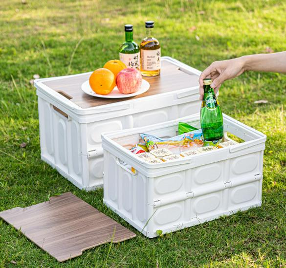 Portable Outdoor Folding Storage Box: Multi-Function Car Organizer & Household Basket for Camping and Sundries.