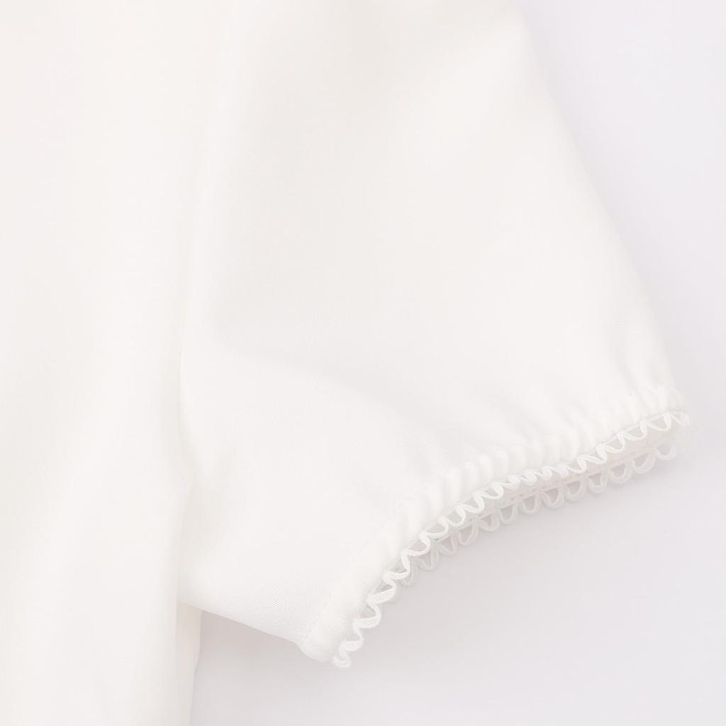 Women Short Sleeve Cropped Blouse V Neck Pleated Front Button Down Top with Decorative Trim for Casual or Festival Wear