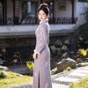 Purple New Chinese Suede Cheongsam 1011 New Improved Long Sleeve Daily Retro Fleece Thickened Dress Women