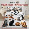 Halloween Three-piece Bedding Set Quilt Cover Pillowcase Brushed Fabric Thickened