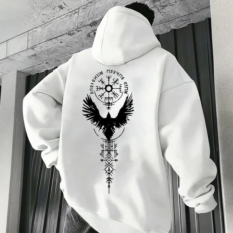 Viking Grafikdruck Hoodie Promo Herren Herbst und Winter Lässige Mode Langarm Sweatshirt Tägliche Streetwear