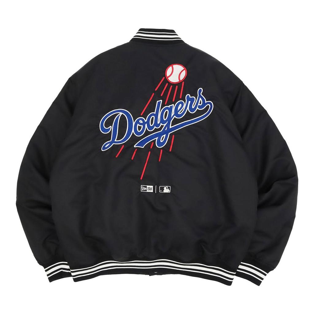 New Era Nylon Varsity Jacket MLB Los Angeles Dodgers Shohei Ohtani LA Black Size M Exclusive to ONSPOTZ and Unisex Apparel Streetwear Stylish Outfit