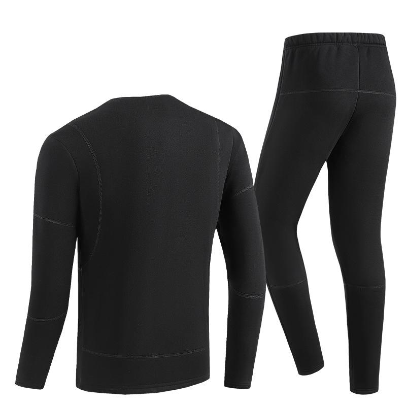 Unisex USB-Charged Heated Thermal Underwear Set with Constant Temperature Control and Plush Lining