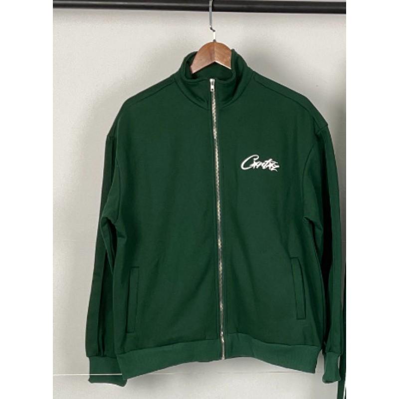 Mens Casual Hoodless Letter Print Zip-Up Jacket Set With Fleece Lining Loose Fit Outfit