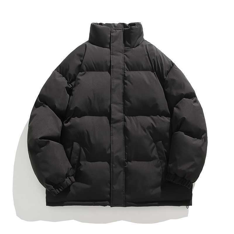Minimalist Style Solid Color Stand-up Neck Cotton-padded Clothes Men's Winter New Trendy Loose Warm Cotton Clothes Casual Versatile Bread Clothes