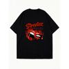 Oversized T Shirt Black Streetz Graphic Print With Red Lips And Text Design For Casual Wear