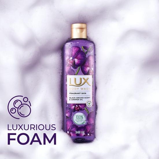 LUX Shower Gel, Black Orchid Fragrance & Juniper Oil Bodywash, With Glycerine For Soft Skin, Long Lasting Fragrance, Paraben Free, 245 Ml (Pack of 3)