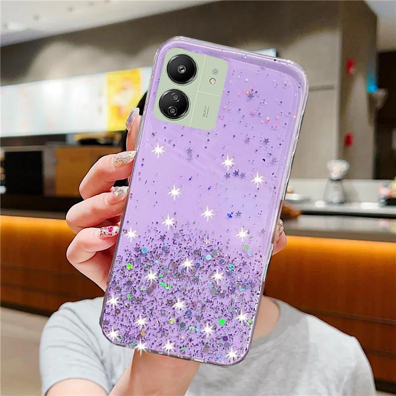 

Чехол для телефона Redmi 13C, роскошные блестящие звезды, мягкая задняя крышка из ТПУ для Xiaomi Redmi 13C 13 C redmi13c, силиконовые чехлы для телефонов For Xiaomi Redmi 13C фиолетовый