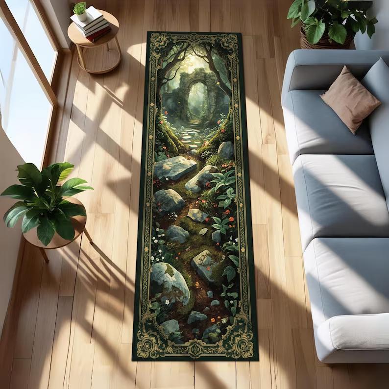 

Gothic Forest Pattern Area Carpet Mat Rug Home Decoration Dark Fairy Tale Vintage Modern Hallway Living Room Floor Rug 40X120CM