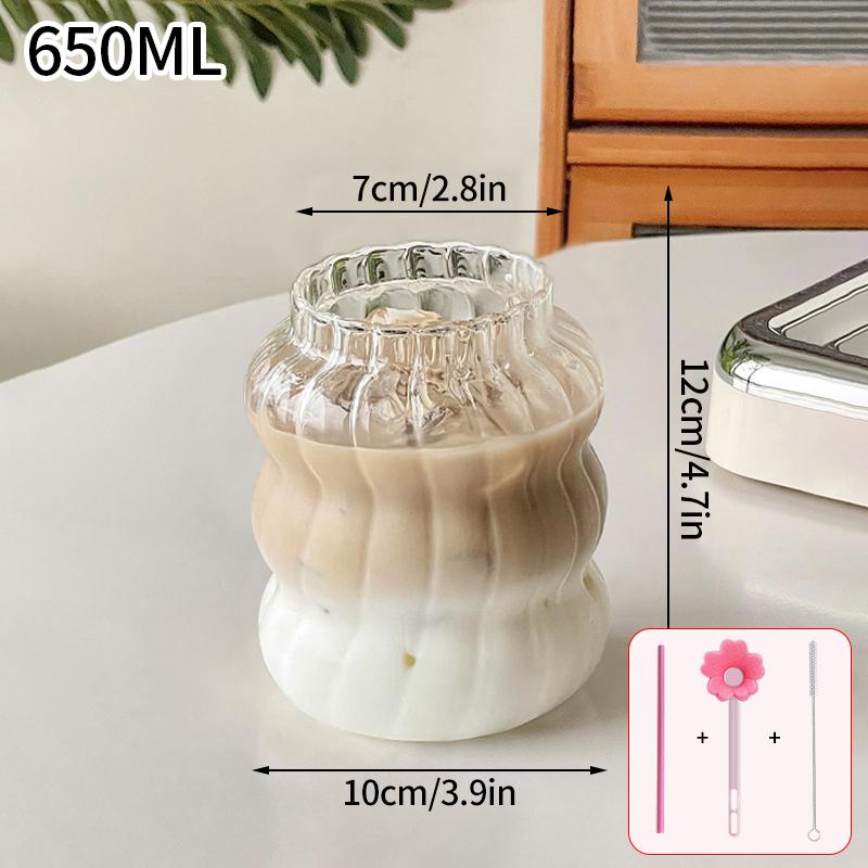 Cold Coffee Cups Latte Coffee Glass Juice Milk Water Cup Clear Water Bottle Glasses for Drinks Kitchen Desk Accessorie