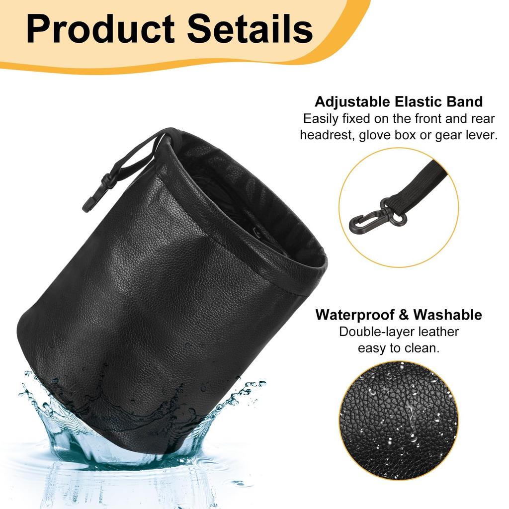 uxcell Car Trash Truck Trash Can for Front Black Can, 0.9 Gallon, Foldable, Waterproof, Portable, Hanging, Seat,