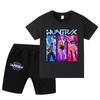 WA1221 Kinder Jungen Mädchen Kpop Rumi Zoey Mira Print Kurzarm T-Shirt Shorts Hosen Sets