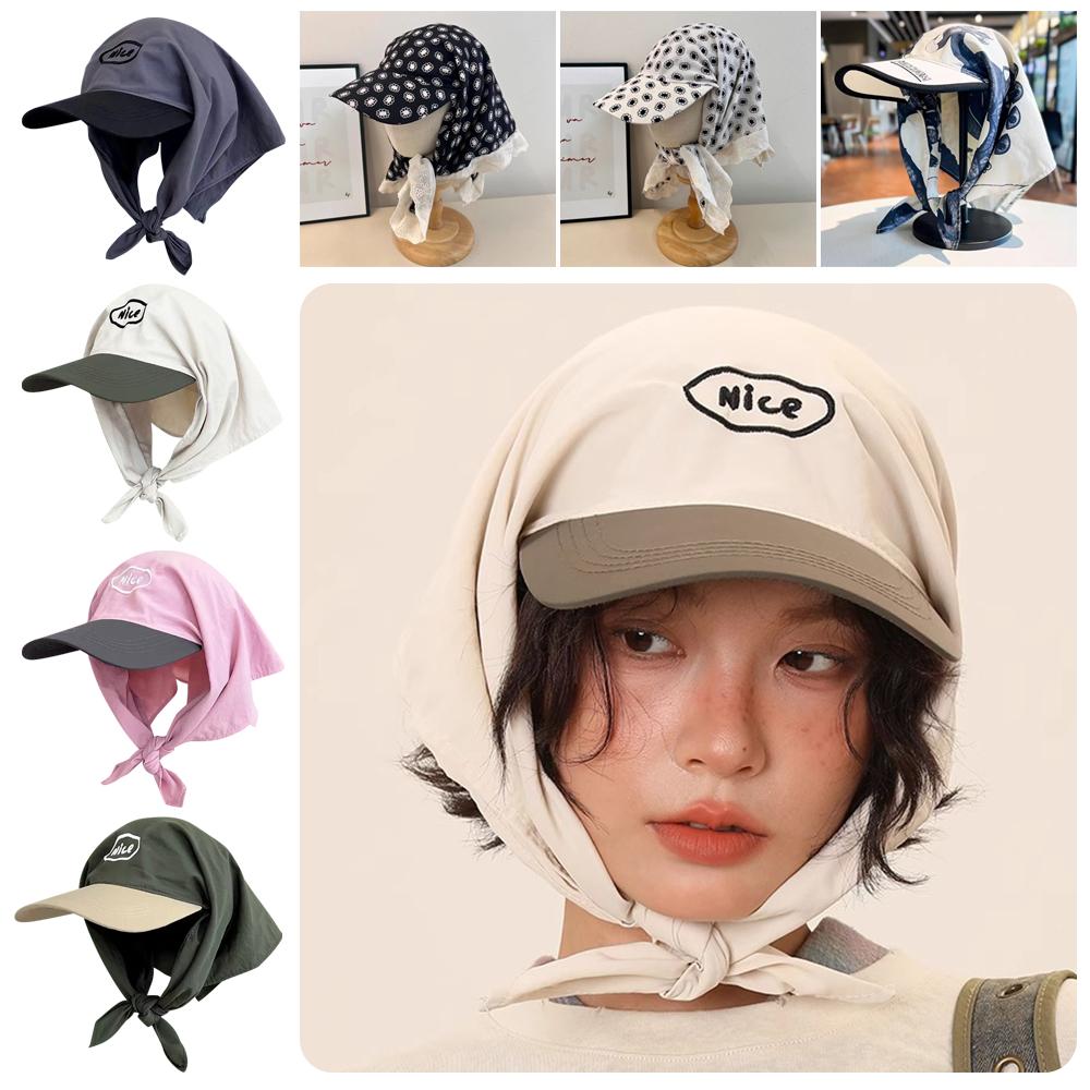 Quick Drying Headscarf Caps Triangular Lace-up Sun Hat Breathable UV Neck Protection Baseball Cap for Women Spring and Summer
