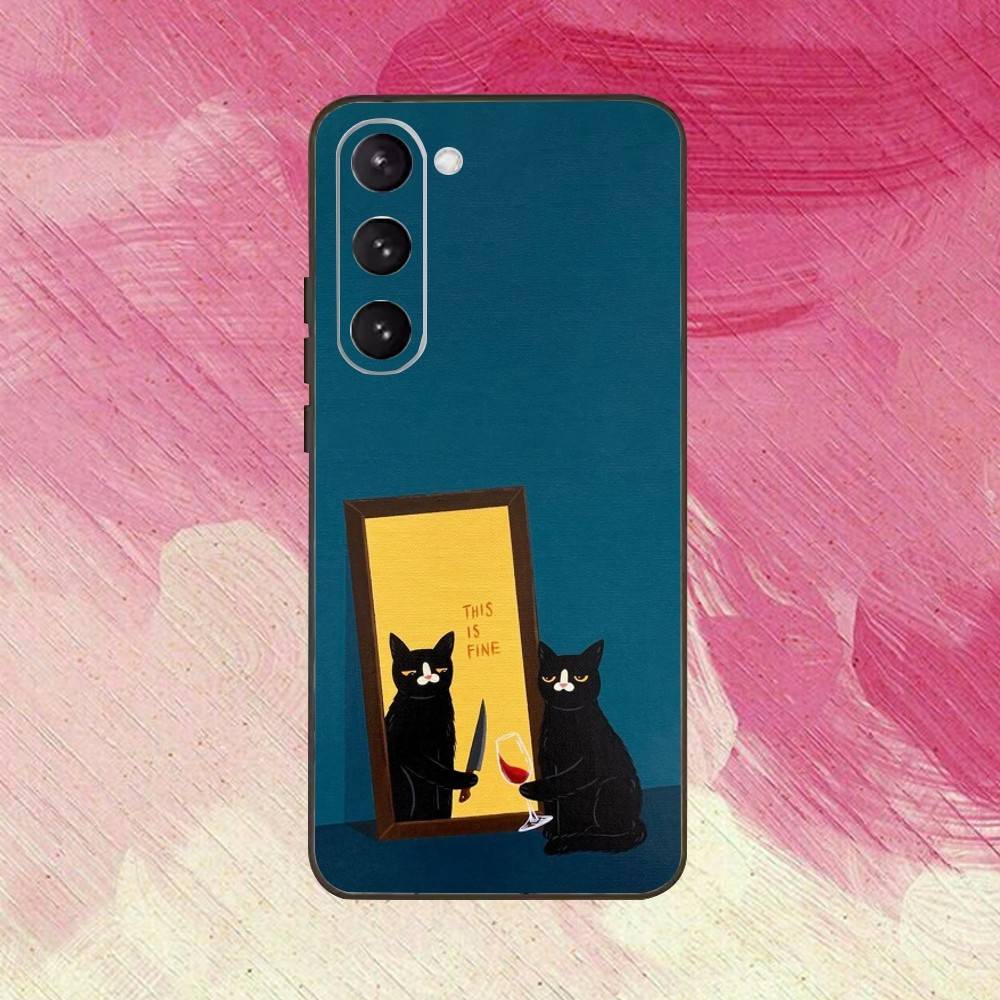 Funny Cat Daily Life Phone Case For Samsung Galaxy A73,A72,A71,A70,A53,A52,A51,Others Soft Black Cover
