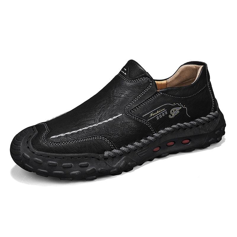 Spring and summer 2025 new men's casual leather shoes large size non-slip and wear-resistant soft sole soft surface lazy handmade shoes