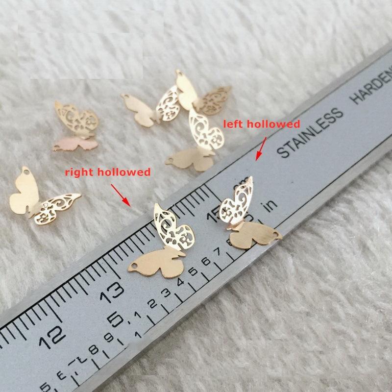 Vintage 14K Gold Filled Hollow Butterfly Charms for Bracelet Jewelry Making Left Hollow butterfly