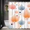 1Pc Abstract Geometric Color Line Leaf Floral Printed Shower Curtain, Polyester Fabric With 12 Hooks, Bathroom Accessory