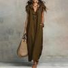 Summer Sleeveless Maxi Dress for Women Casual Deep V Neck Ruffle Long Dress Boho Beach Flowy Sundress with