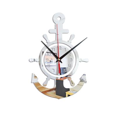 Acryl Anker Uhr 3D Wanduhr Aufkleber Mediterranen Stil Kunst Piraten Uhr für Home Wohnzimmer Schlafzimmer WWO66