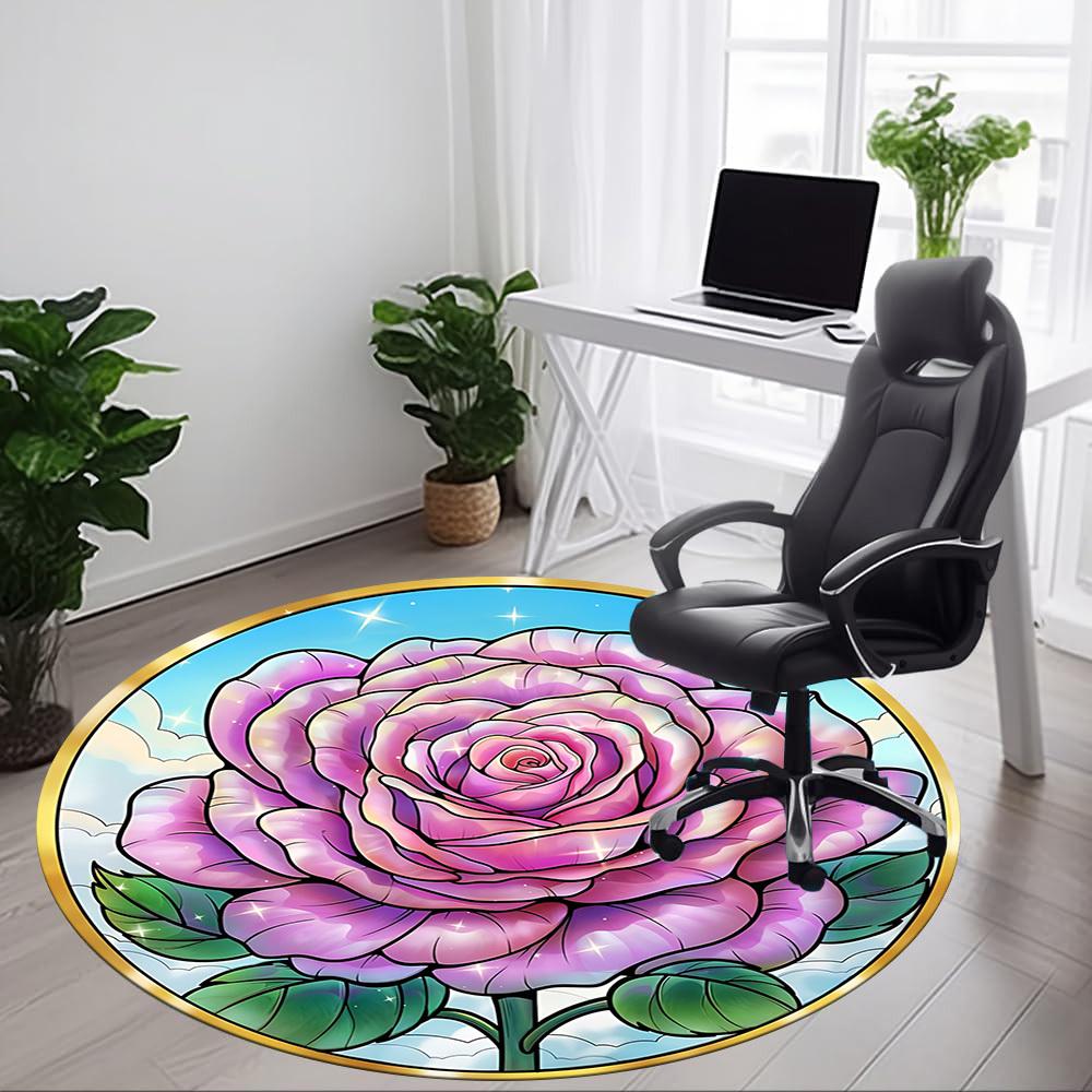 1pc Rose Window Chair Carpet for Office - Durable, Ideal for Chair Mats, Stylish & Functional Decorative Rug Yy260130079