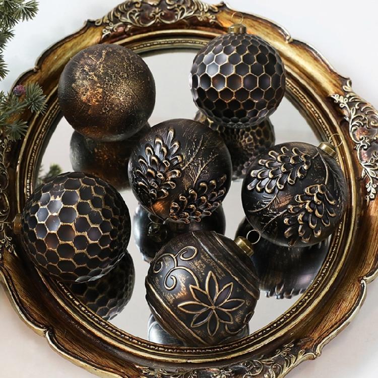 12Pcs Retro Christmas Ball Ornament 8cm Shatterproof Christmas Baubles Hanging Decorations for Tree Wreath Mantels