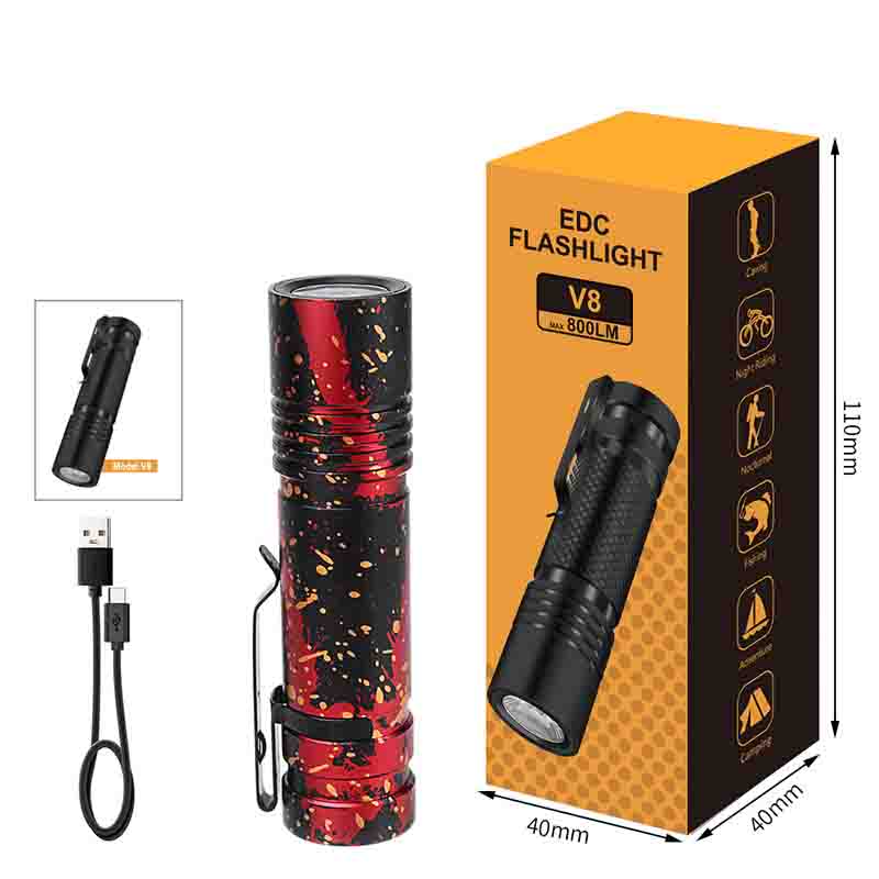 Mini Flashlight Aluminum Alloy Built-in Battery USB-C Charging Outdoor Household Bright Flashlight