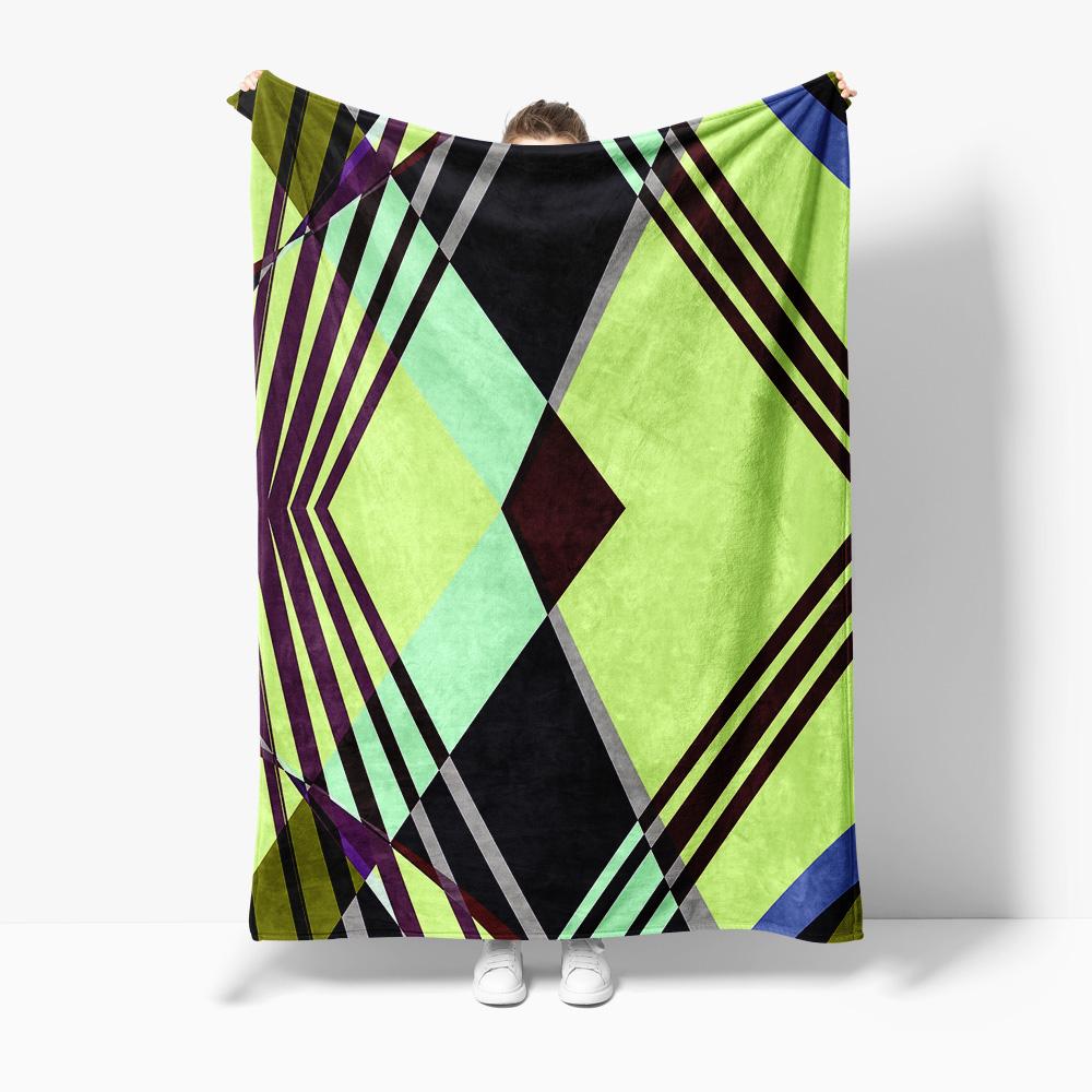 

Geometric Pattern Fleece Blanket - Abstract Modern Design Sofa Bed Throw Decorative Quilted Blanket 75x90cm