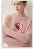 Women's Cashmere Sweater: Round Neck, Long Sleeve, Strawberry Jacquard Knit for Autumn/Winter