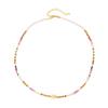 GEMCHIC Women's Colorful Natural Stone Beaded Necklace, Irregular Handmade Geometric Pendant Chain for Summer Vacation