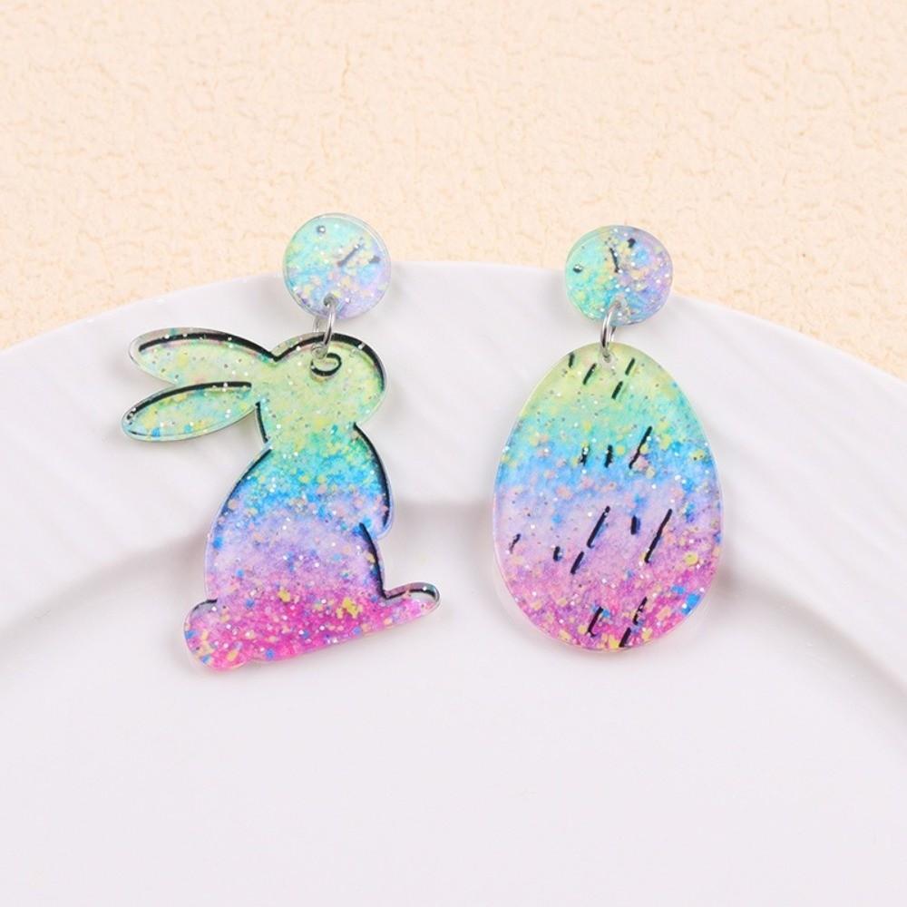 Acrylic Bunny Pendant Earrings Cartoon Easter Egg Dangle Earrings Fashion Easter Egg Earrings  Men