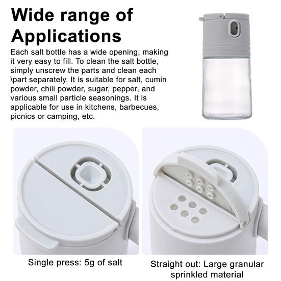 Glass Salt Dispenser Set with 0.5g Portion Control Airtight Seasoning Jars for Low-Sodium Diets 180ml Moisture-Proof Easy-Fill Spice Container