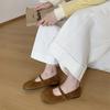 Sanfte innere Höhenerhöhung, abendliche Einzel-Schuhe für Damen 2025 Frühling und Herbst neu, Retro-Wildleder Ein-Wort Mary Janes mit weicher Sohle