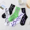 Korean Style Skateboard Long Socks Creative Fun Lightning Hip Hop Style Socks Unisex Street Funny Happy Couple Socks