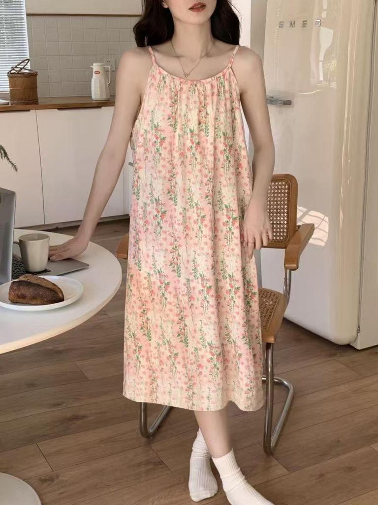 Summer Nightgown: Long, Loose, Breathable, Casual Camisole Dress