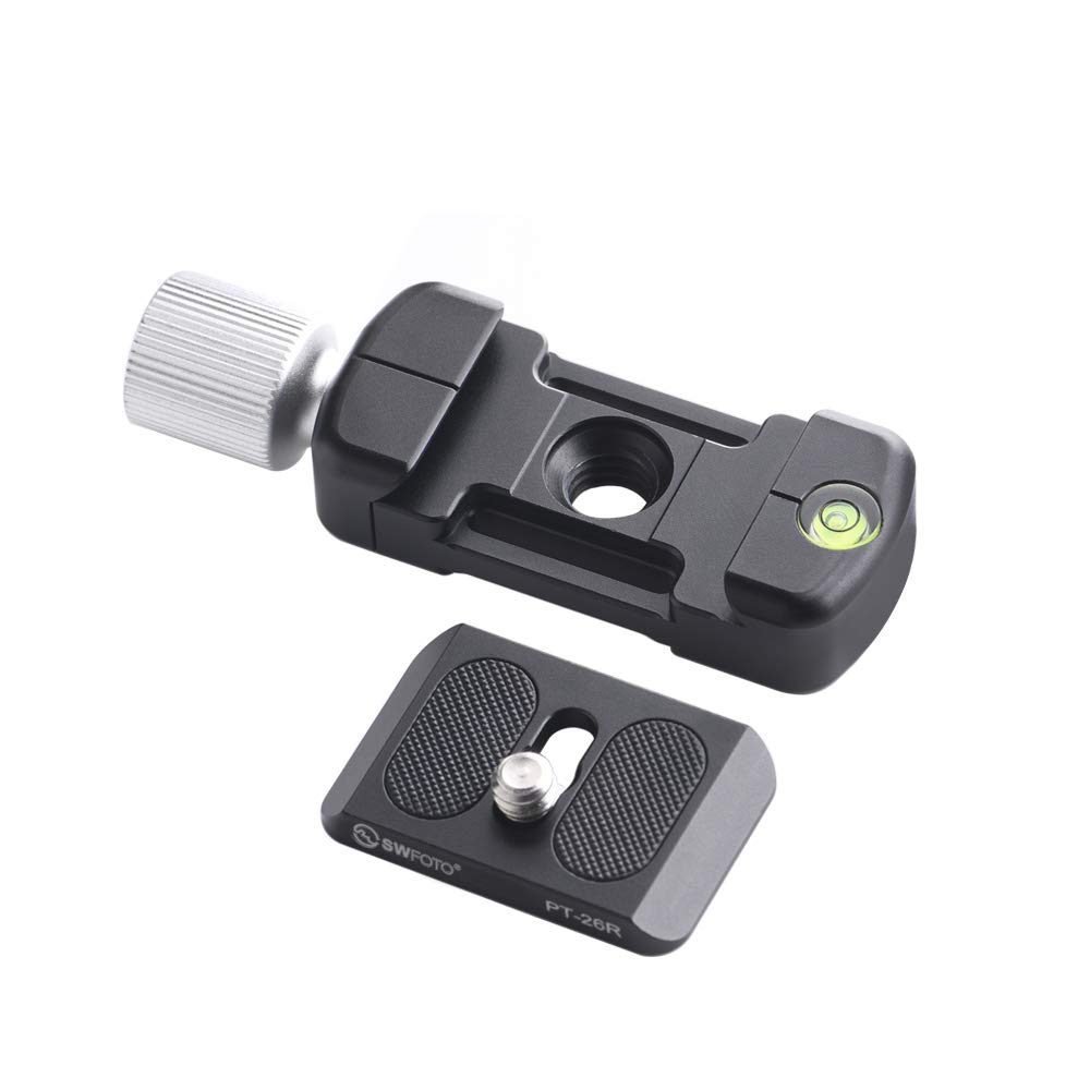 SWFOTO LT Click Shoe Clip Base Set Compatible with RRS Click Shoe Knob Clip Base Aluminum Alloy Material DDC-26 + (Red) / (26mm)