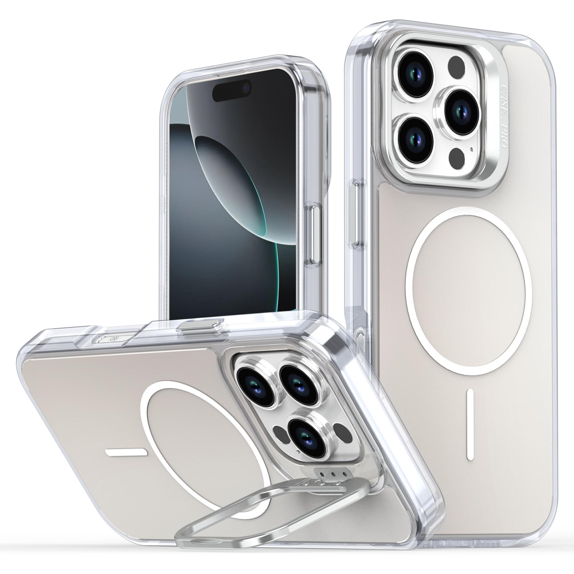 For iPhone 16 Pro Case Compatible with MagSafe TPU + Acrylic Gradient Phone Cover with Kickstand A